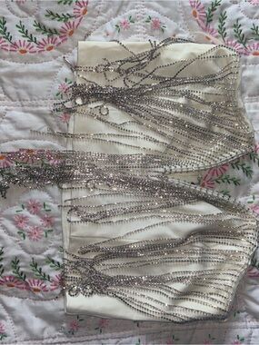 White rhinestone fringe tube top